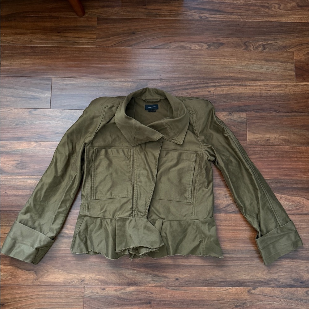 Isabel Marant Green Utility Jacket with Collared Neckline
